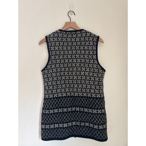 GAP VINTAGE Fair Isle Wool Sweater Vest – Black & Cream, Medium - Picture 5 of 7